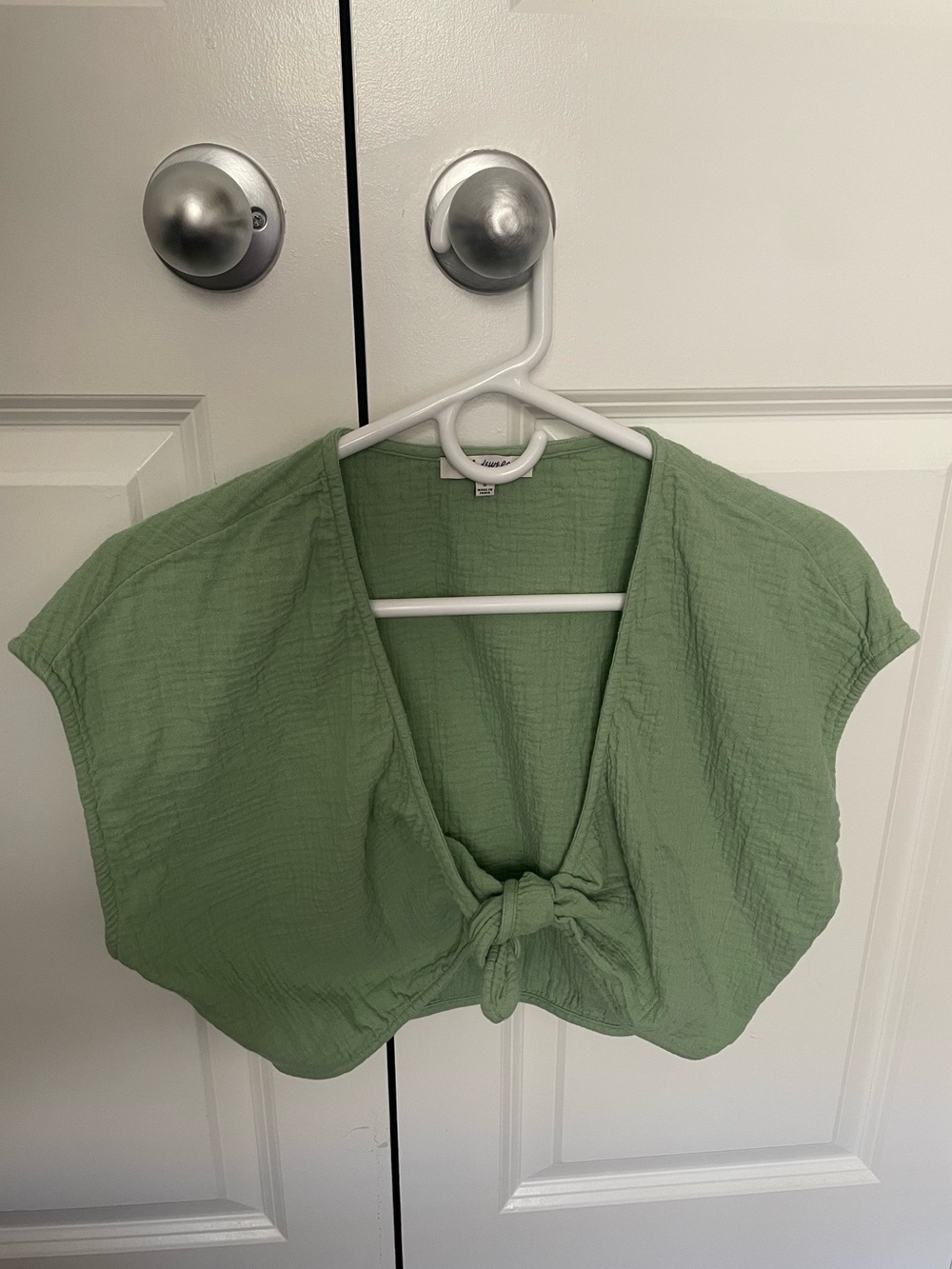 Madewell Light Green Tie-Front Women's Top